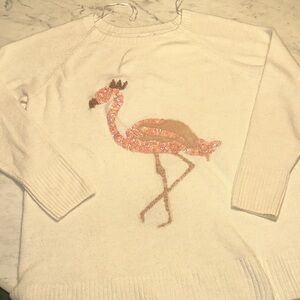 LC Lauren Conrad Cream Flamingo Sweater size large